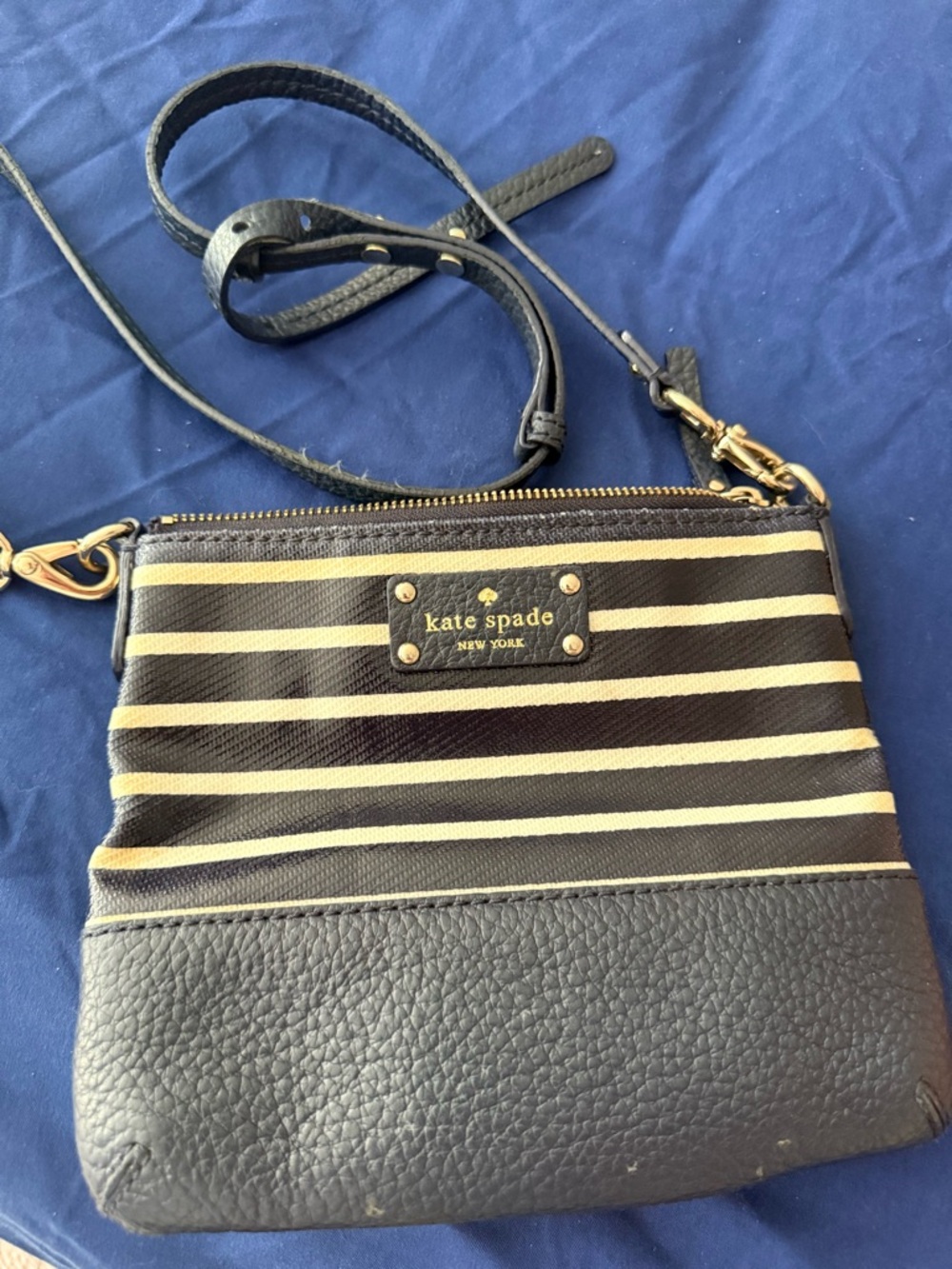 kate spade Navy and Cream Striped Crossbody Bag